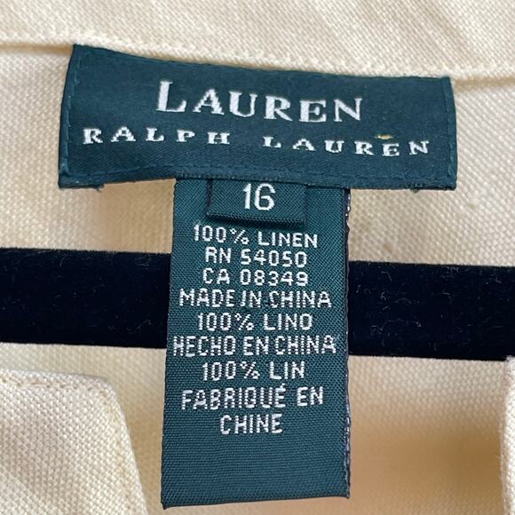 Ralph Lauren Linen Dress Women's 16 Buttery Yellow Sleeveless Knee Length V-Neck - Picture 3 of 5